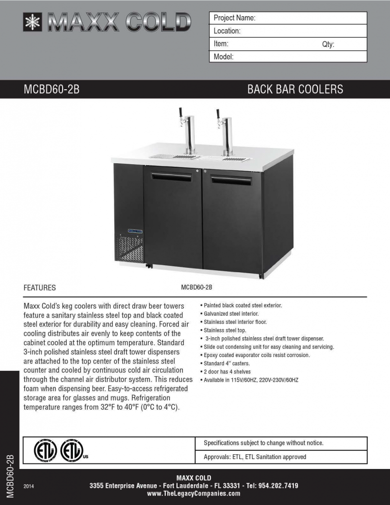 MCBD60-2B Spec Sheet pg1