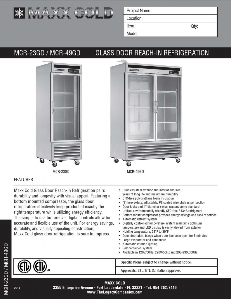 MCR-23GD -- MCR-49GD Spec Sheet pg1