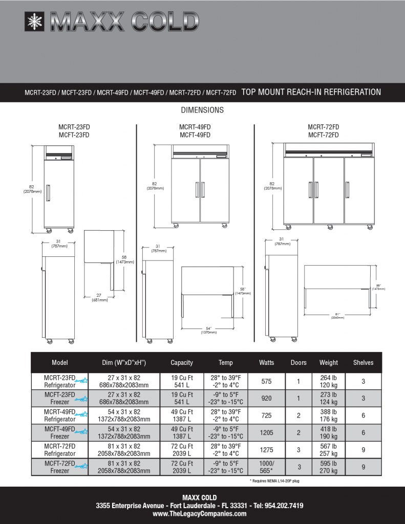 Maxx Cold MCRT-72FD Spec Sheet pg2