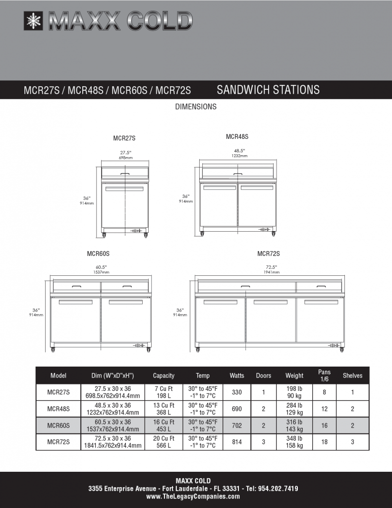 Maxx Cold Sandwich Station Spec pg2